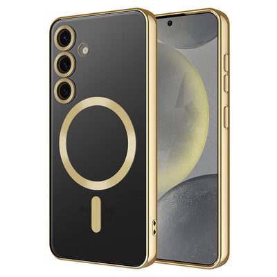 Galaxy S24 Kılıf Kamera Korumalı M-safe Wireless Şarj Özellikli Zore Demre Kapak Gold