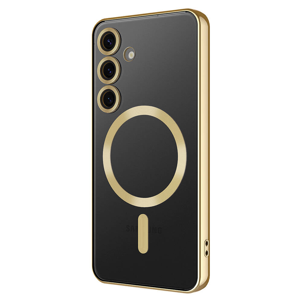 Galaxy S24 Kılıf Kamera Korumalı M-safe Wireless Şarj Özellikli Zore Demre Kapak Rose Gold
