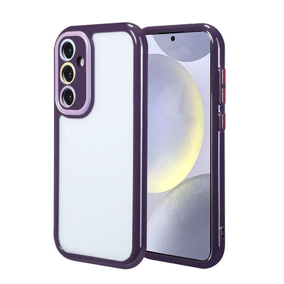 Galaxy S24 Kılıf Kamera Korumalı Renkli Kenar ve Çerçeve Tasarımlı Zore Vitamin Kapak Derin Mor