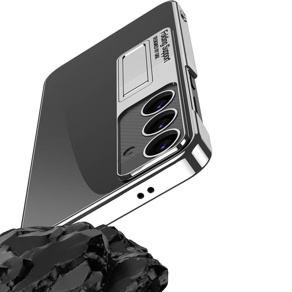 Galaxy S24 Kılıf Kamera Korumalı Şeffaf Tasarımlı Zore Lego Standlı Kapak Gümüş