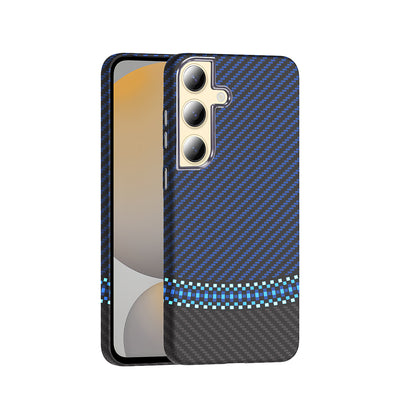 Galaxy S24 Kılıf M-safe Şarj Özellikli Karbon Fiber Görünümlü Zore Gros Kapak Siyah-Lacivert