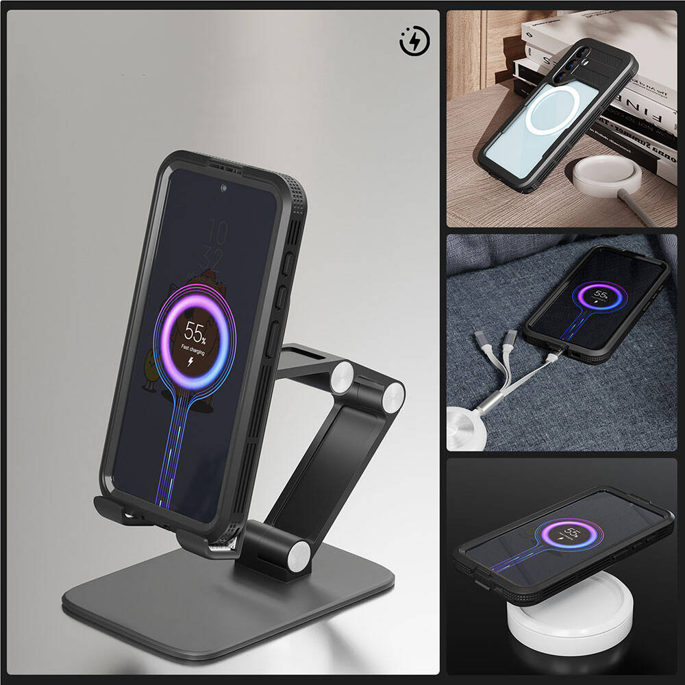 Galaxy S24 Kılıf M-safe Şarj Özellikli 1-1 Su Geçirmez Kılıf Siyah