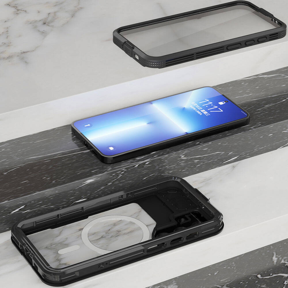 Galaxy S24 Kılıf M-safe Şarj Özellikli 1-1 Su Geçirmez Kılıf Siyah