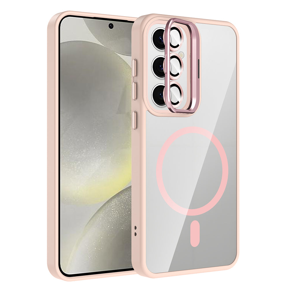 Galaxy S24 Kılıf Standlı ve Kamera Lens Hediyeli M-Safe Şarj Özellikli Zore Etro Kapak