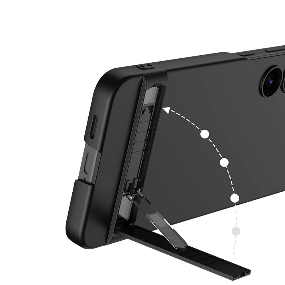Galaxy S24 Kılıf Zore Kamera Korumalı Dikey Standlı Ays Kapak Mürdüm