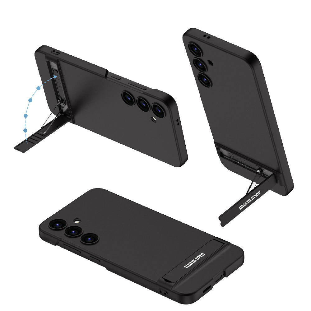 Galaxy S24 Kılıf Zore Kamera Korumalı Dikey Standlı Ays Kapak Siyah