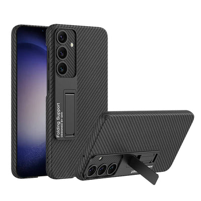 Galaxy S24 Kılıf Zore Kıpta Standlı Kapak Siyah Karbon