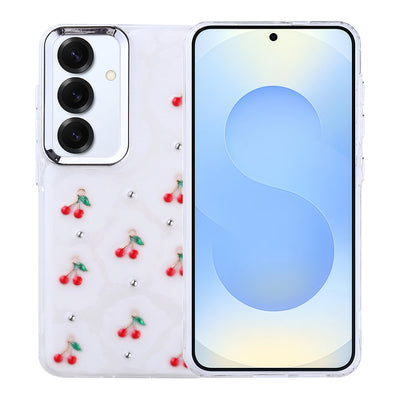 Galaxy S24 Plus Kılıf Airbag Tasarımlı Simli Şeffaf Zore Kutup Kapak Kiraz