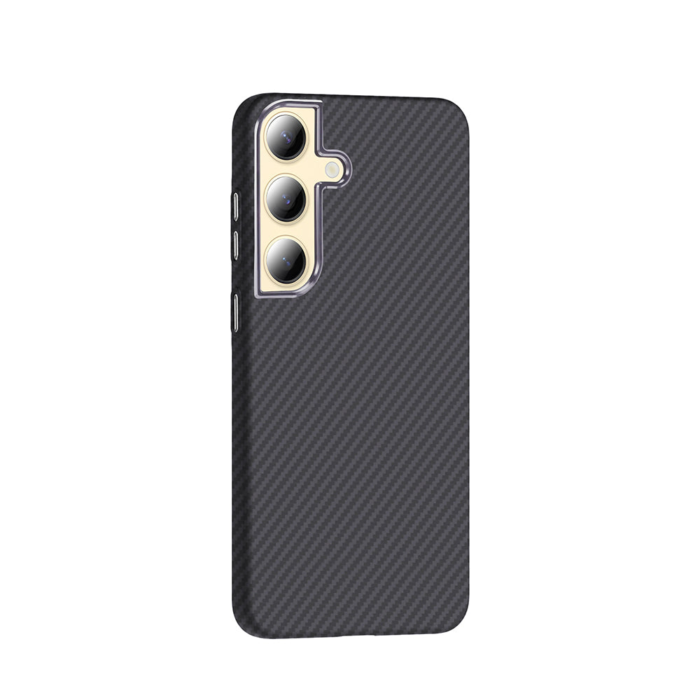 Galaxy S24 Plus Kılıf M-safe Şarj Özellikli Karbon Fiber Görünümlü Zore Gros Kapak Gold-Siyah