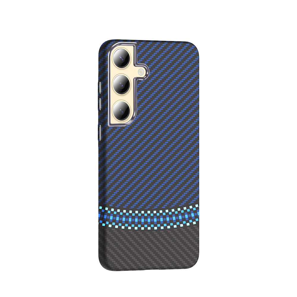 Galaxy S24 Plus Kılıf M-safe Şarj Özellikli Karbon Fiber Görünümlü Zore Gros Kapak Gold-Siyah
