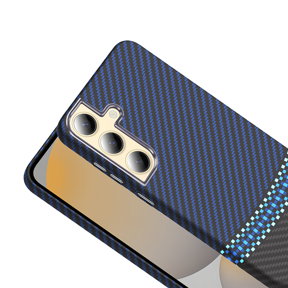 Galaxy S24 Plus Kılıf M-safe Şarj Özellikli Karbon Fiber Görünümlü Zore Gros Kapak Gold-Siyah