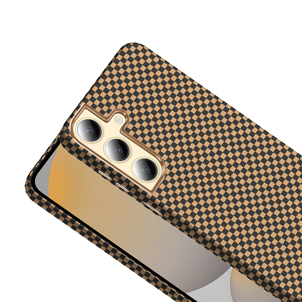 Galaxy S24 Plus Kılıf M-safe Şarj Özellikli Karbon Fiber Görünümlü Zore Gros Kapak Gold-Siyah