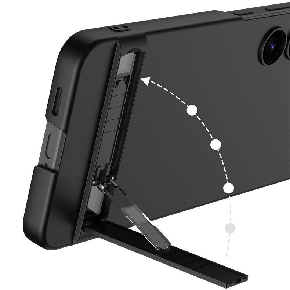 Galaxy S24 Plus Kılıf Zore Kamera Korumalı Dikey Standlı Ays Kapak Siyah