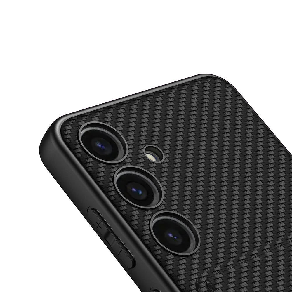 Galaxy S24 Plus Suni Deri Arka Yüzey Zore Kartlıklı Kıpta Silikon Kapak Gümüş