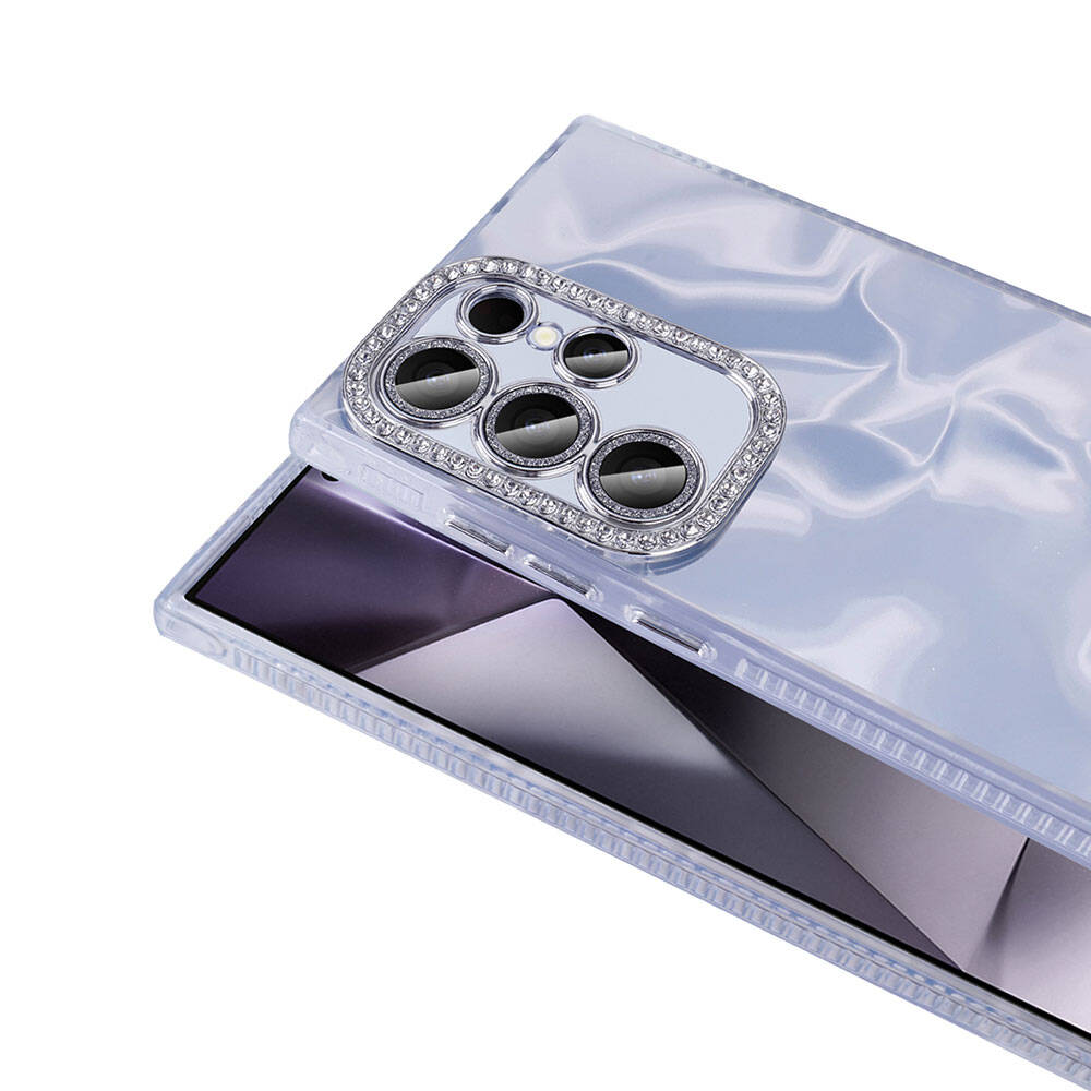 Galaxy S24 Ultra Kılıf Airbagli Parlak Taş Detay Tasarımlı Zore Esila Kapak Pembe