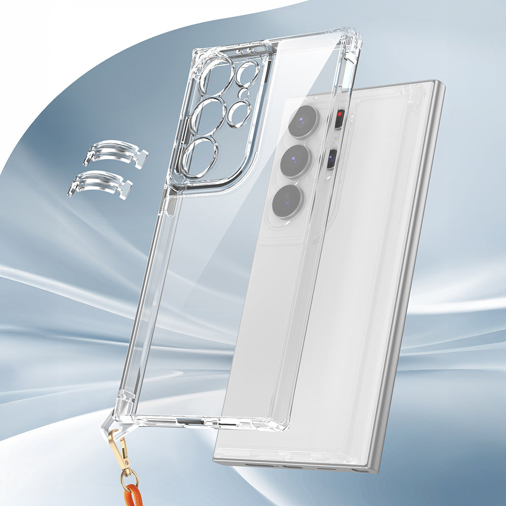 Galaxy S24 Ultra Kılıf Airbagli Takılabilir Askı Aparatlı Zore Snap Silikon Kapak Şeffaf