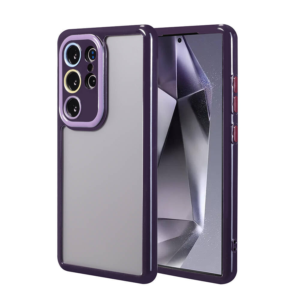 Galaxy S24 Ultra Kılıf Kamera Korumalı Renkli Kenar ve Çerçeve Tasarımlı Zore Vitamin Kapak Siyah