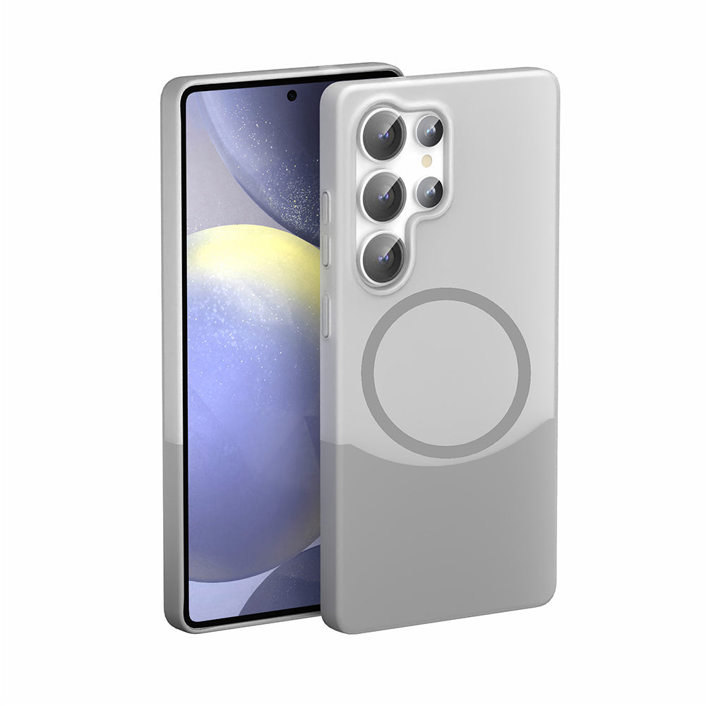 Galaxy S24 Ultra Kılıf M-Safe Şarj Özellikli Mıknatıslı Zore Duble Kapak Gri