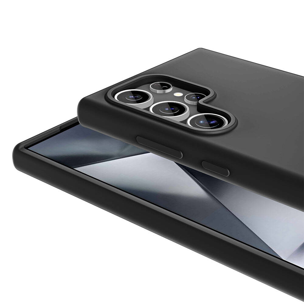 Galaxy S24 Ultra Kılıf M-safe Şarj Özellikli Sıvı Teknolojili Silinebilir Sert Zore Kivi Kapak Siyah