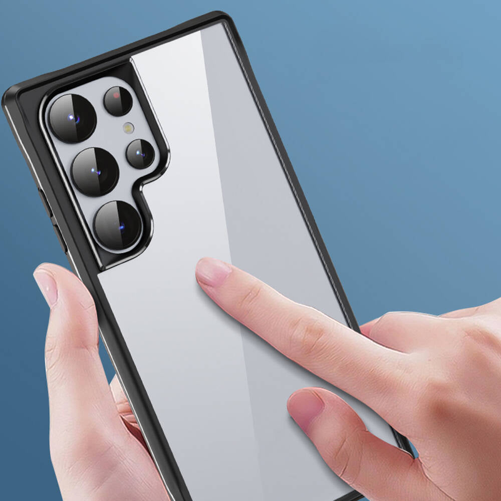 Galaxy S24 Ultra Kılıf Şeffaf Sert PC Arka Yüzey Tasarımlı Zore Edo Kapak Gri