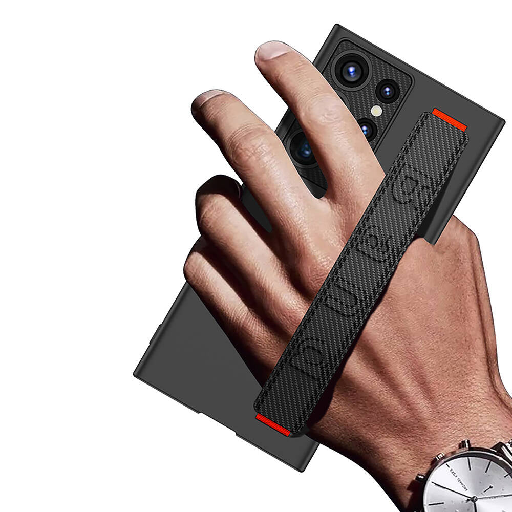 Galaxy S24 Ultra Kılıf Standlı El Tutacaklı Zore Band Kapak Gümüş