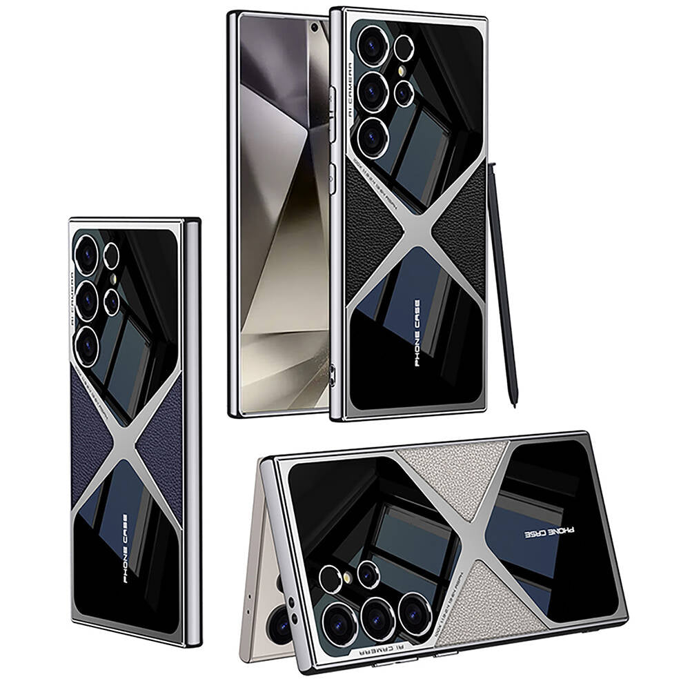 Galaxy S24 Ultra Kılıf Ultra İnce Kamera Korumalı PC + Deri Arka Yüzey Zore X-Pro Kapak Siyah