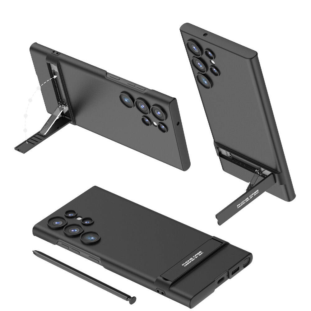 Galaxy S24 Ultra Kılıf Zore Kamera Korumalı Dikey Standlı Ays Kapak Mürdüm