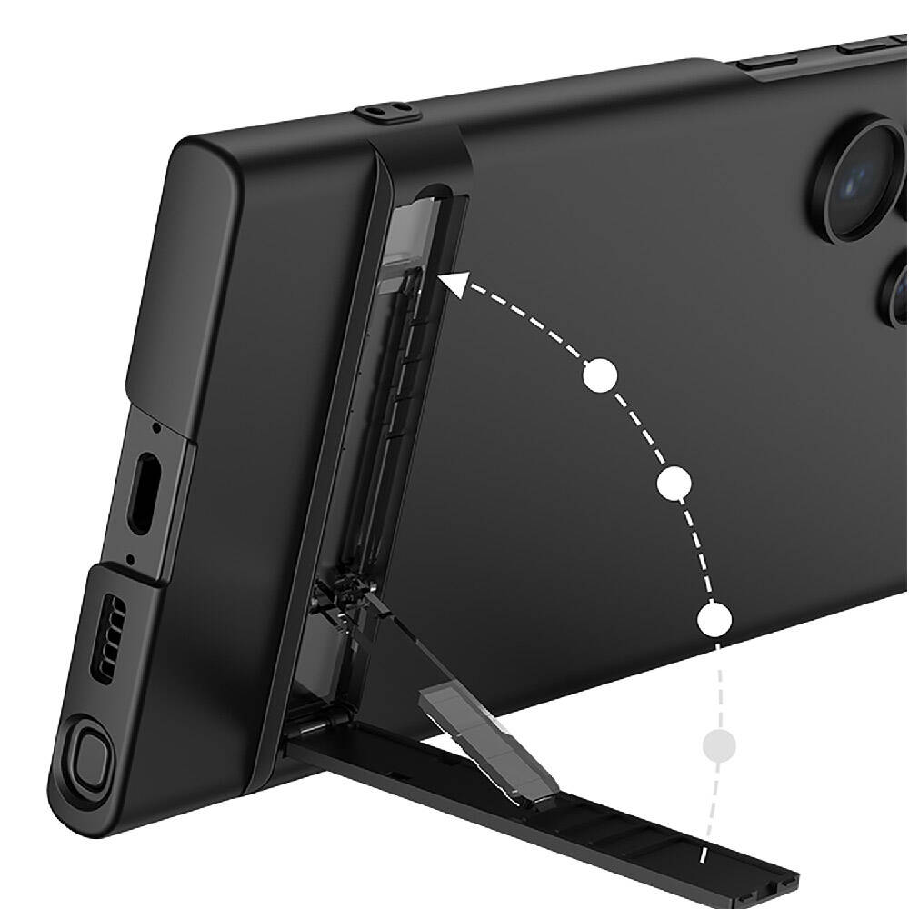 Galaxy S24 Ultra Kılıf Zore Kamera Korumalı Dikey Standlı Ays Kapak Siyah