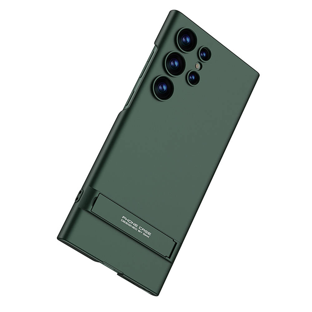 Galaxy S24 Ultra Kılıf Zore Kamera Korumalı Dikey Standlı Ays Kapak Gümüş