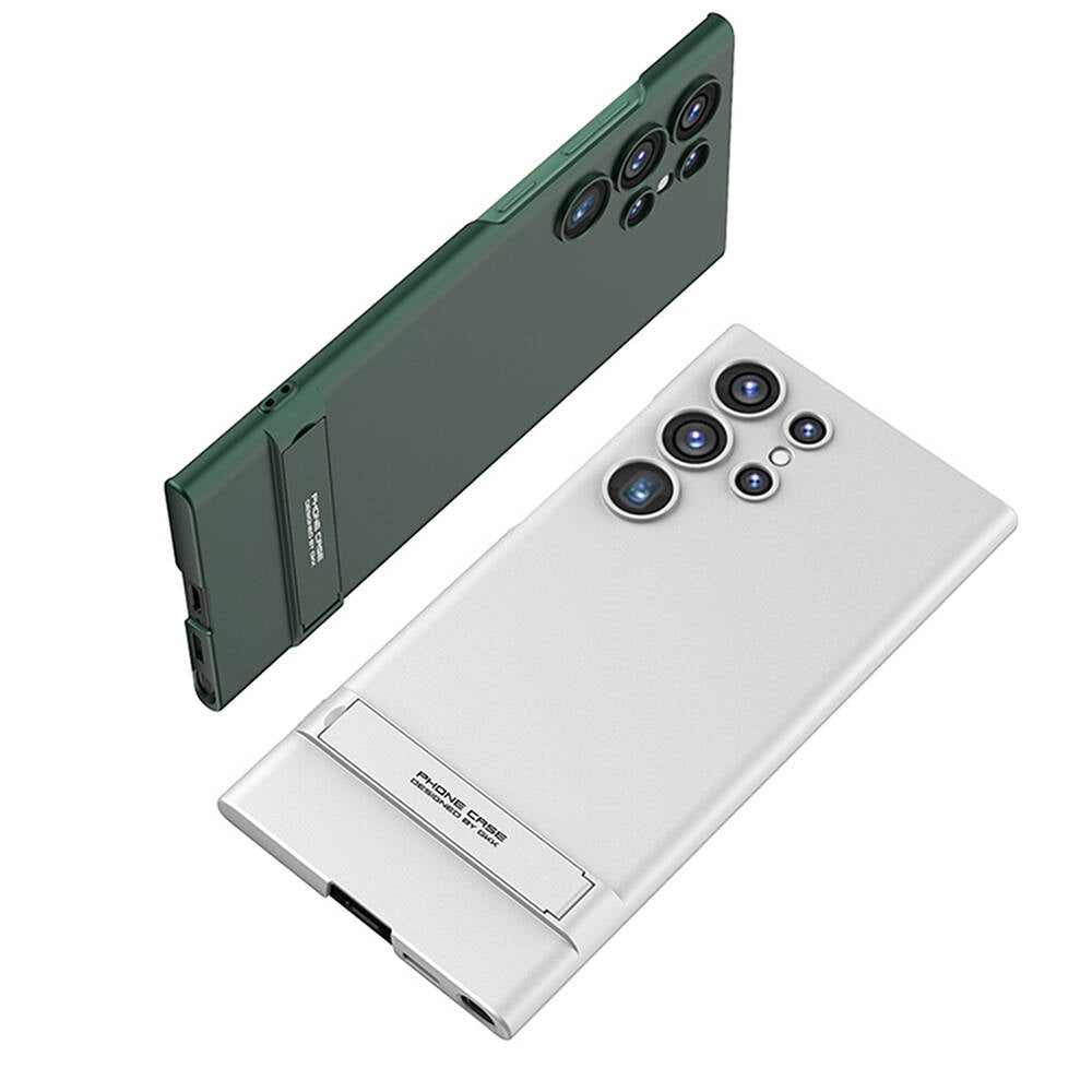 Galaxy S24 Ultra Kılıf Zore Kamera Korumalı Dikey Standlı Ays Kapak Koyu Yeşil