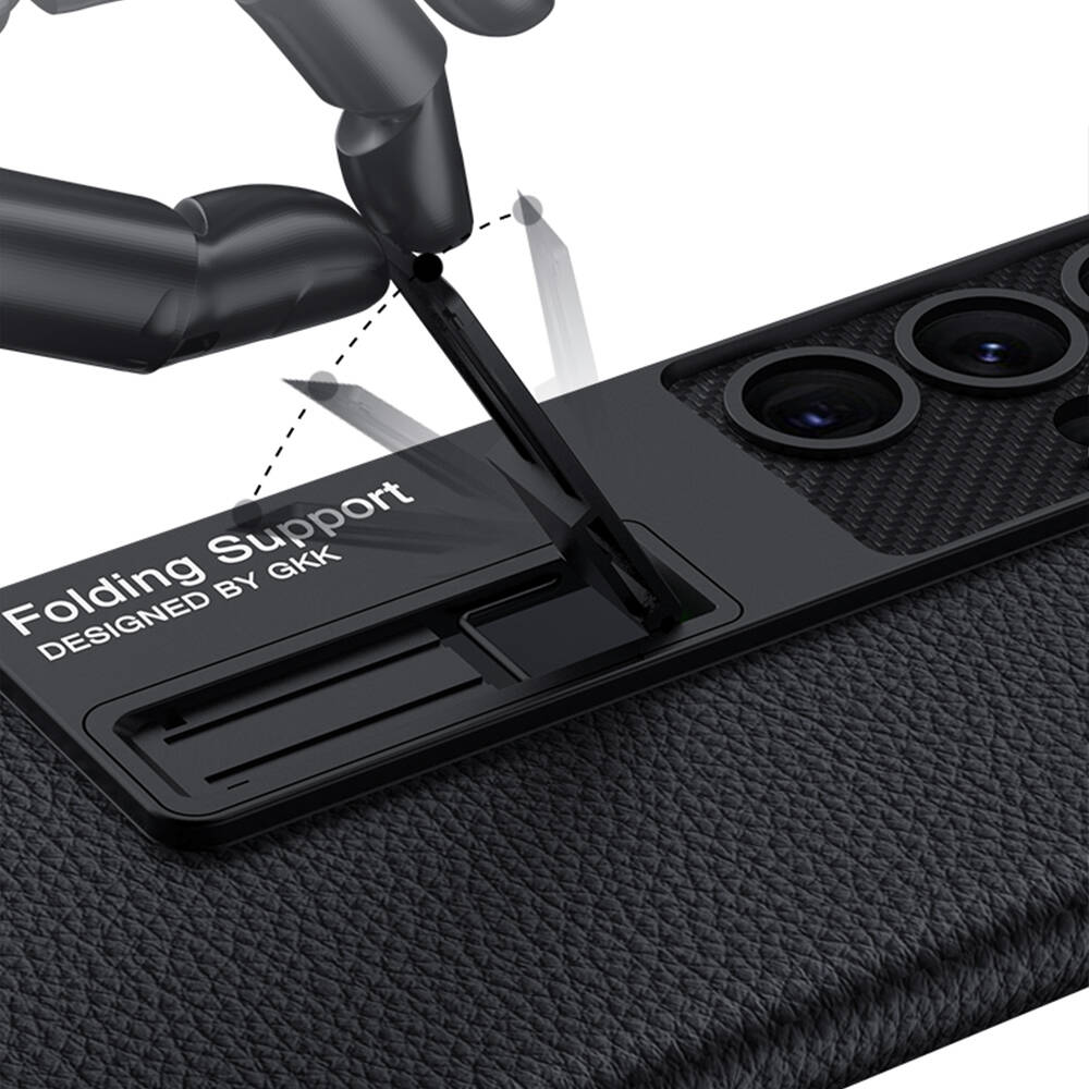 Galaxy S24 Ultra Kılıf Zore Kıpta Standlı Kapak Siyah Karbon