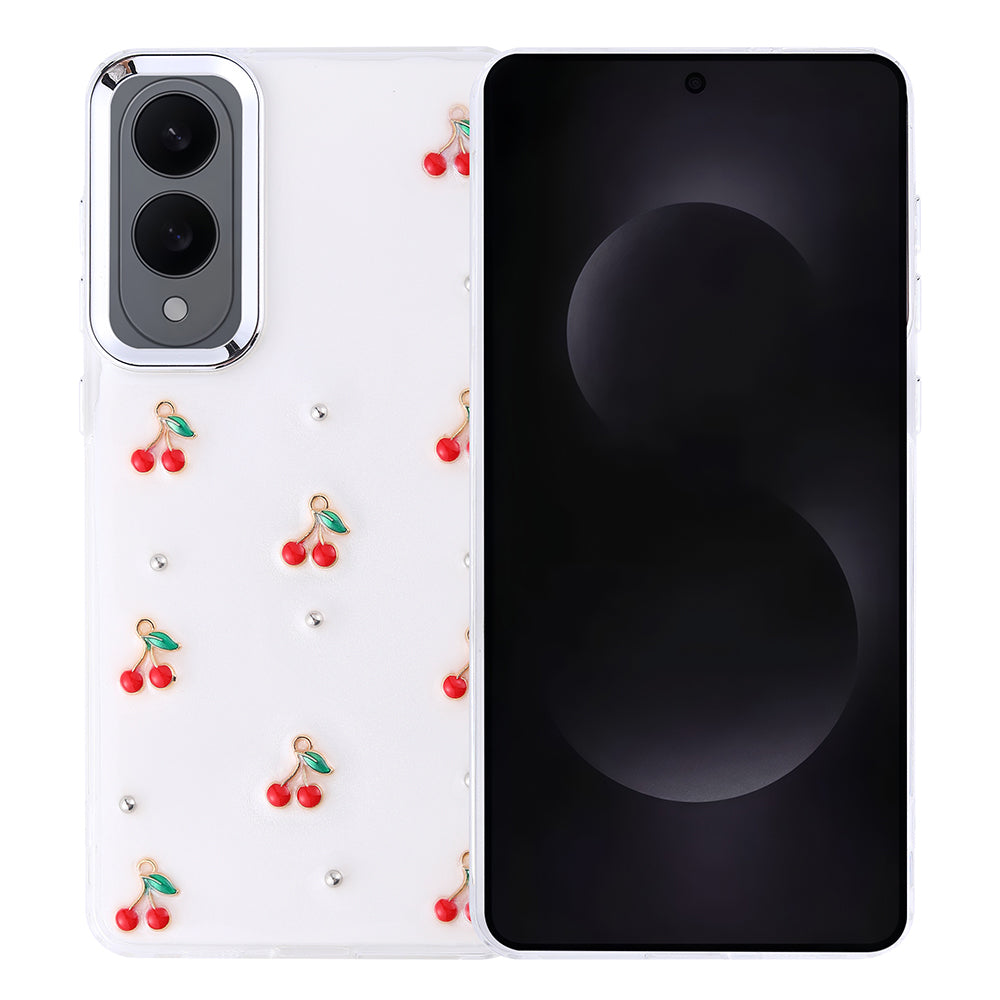 Galaxy S25 Edge Kılıf Airbag Tasarımlı Simli Şeffaf Zore Kutup Kapak Kiraz