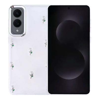 Galaxy S25 Edge Kılıf Airbag Tasarımlı Simli Şeffaf Zore Kutup Kapak Lale