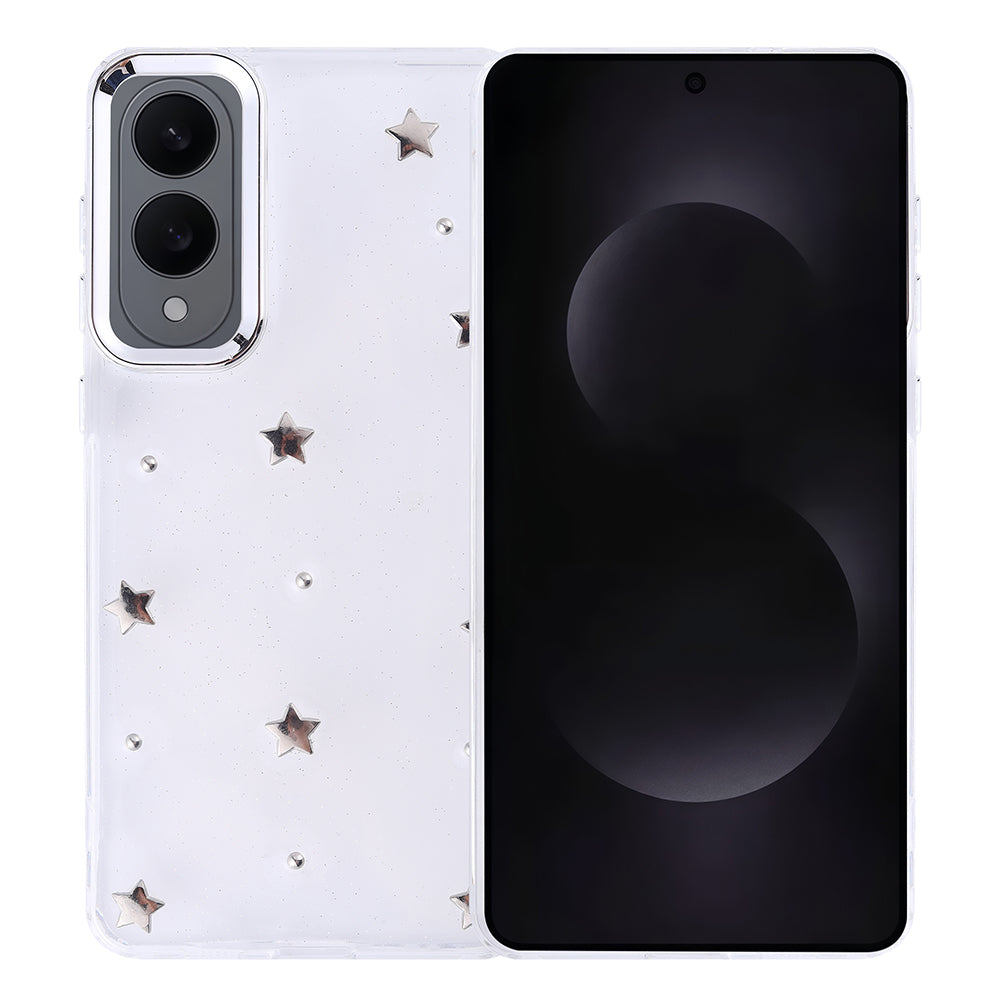 Galaxy S25 Edge Kılıf Airbag Tasarımlı Simli Şeffaf Zore Kutup Kapak Yıldız