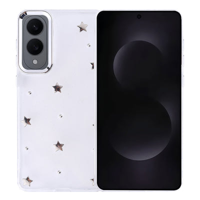 Galaxy S25 Edge Kılıf Airbag Tasarımlı Simli Şeffaf Zore Kutup Kapak Yıldız