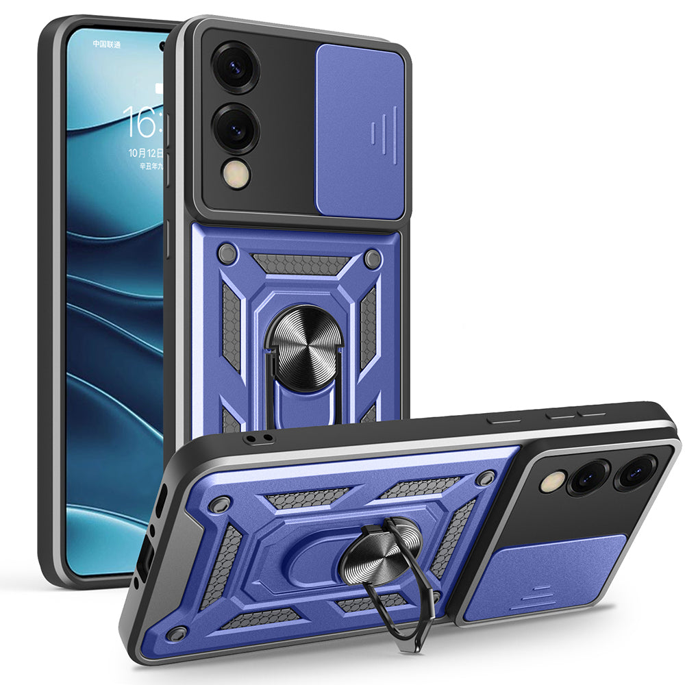 Galaxy S25 Edge Kılıf Magnetik Standlı Kamera Korumalı Zore Sürgülü Vega Kapak Siyah