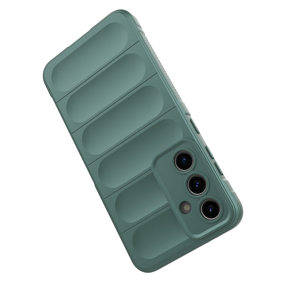Galaxy S25 FE Kılıf Esnek TPU Oyuklu Arka Yüzey Tasarımlı Zore Etnik Silikon Kapak Koyu Yeşil