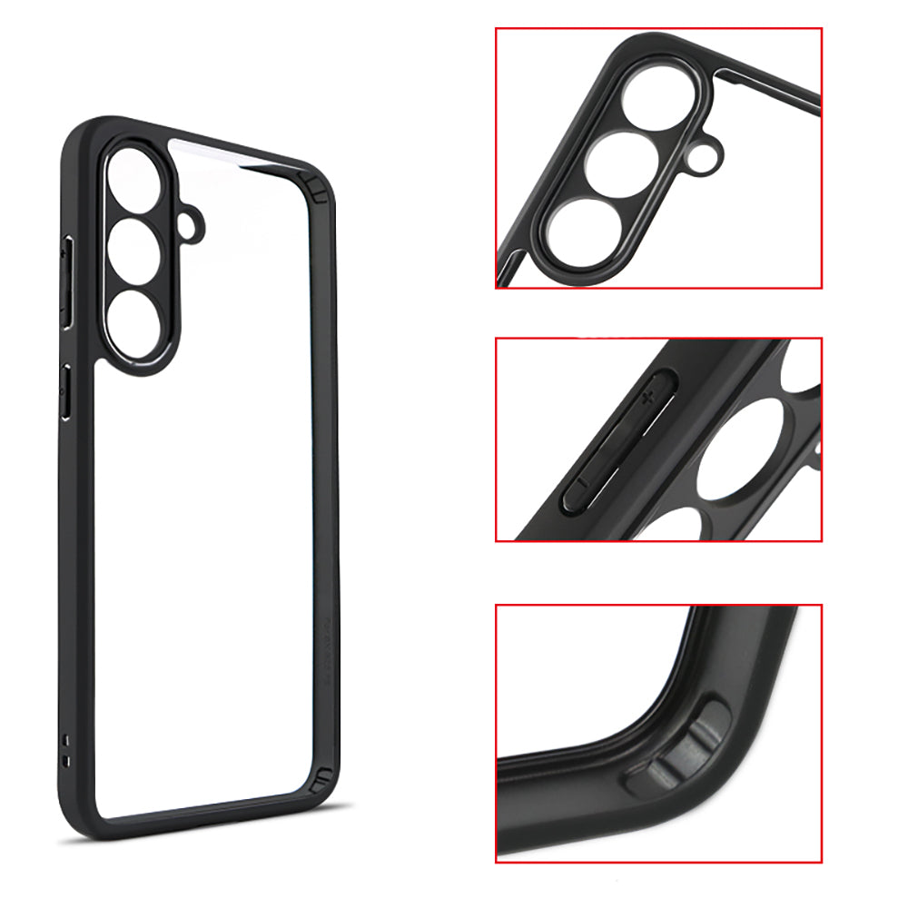 Galaxy S25 FE Kılıf Kamera Korumalı Şeffaf Arka Yüzey Zore New Roll Kapak Siyah