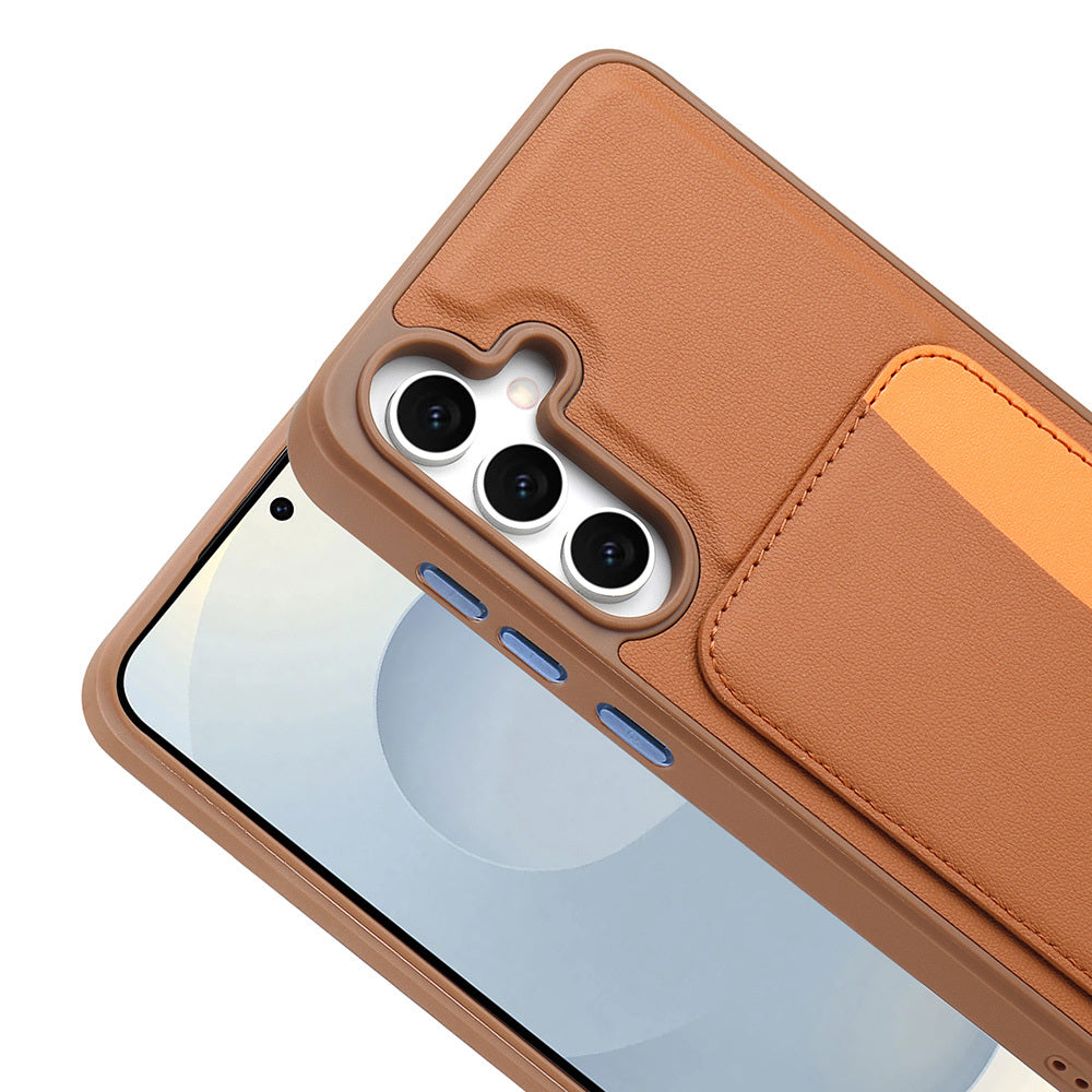 Galaxy S25 FE Kılıf Kartlıklı Zore X-Kart Silikon Kapak Kahverengi