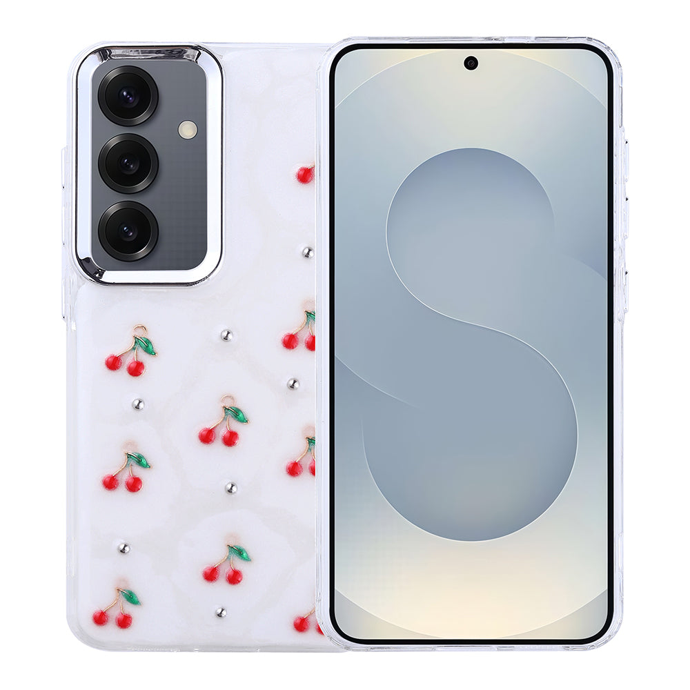 Galaxy S25 Kılıf Airbag Tasarımlı Simli Şeffaf Zore Kutup Kapak Kiraz