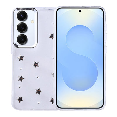 Galaxy S25 Plus Kılıf Airbag Tasarımlı Simli Şeffaf Zore Kutup Kapak Yıldız