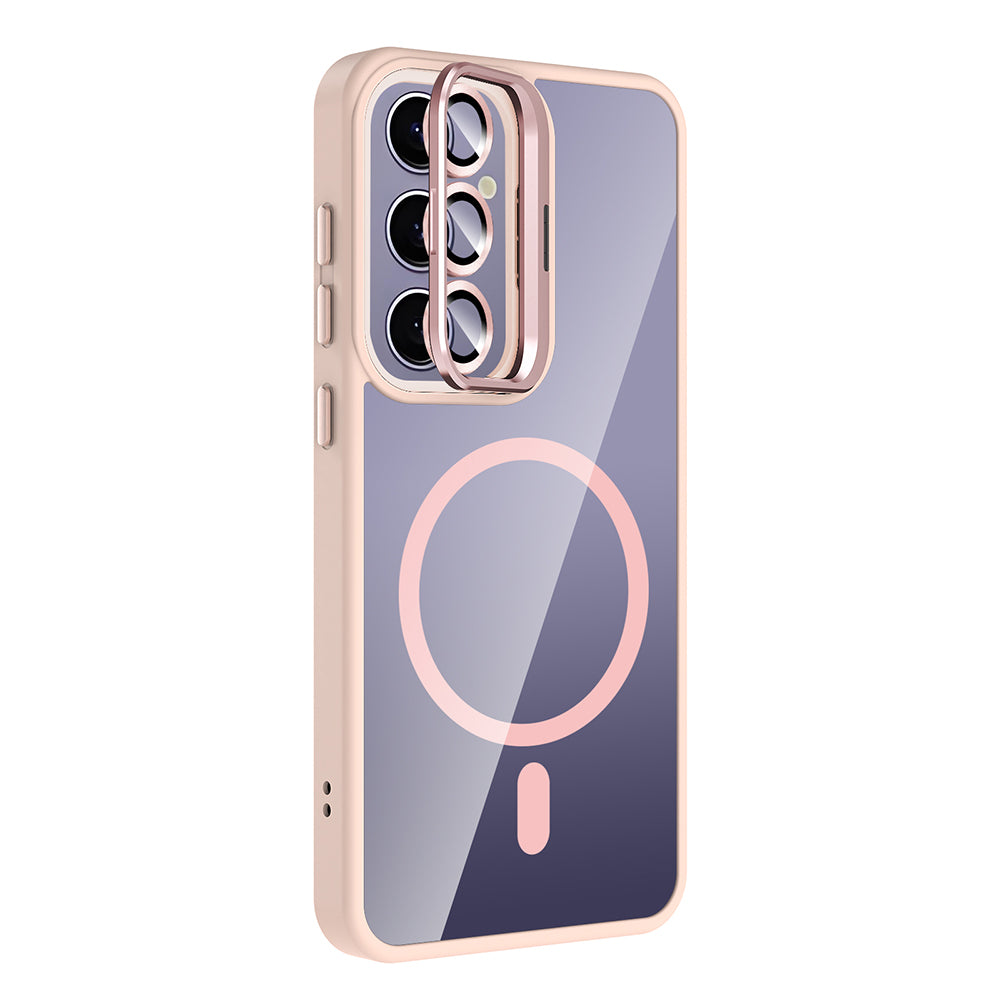Galaxy S25 Plus Kılıf Standlı ve Kamera Lens Hediyeli M-Safe Şarj Özellikli Zore Etro Kapak Lacivert