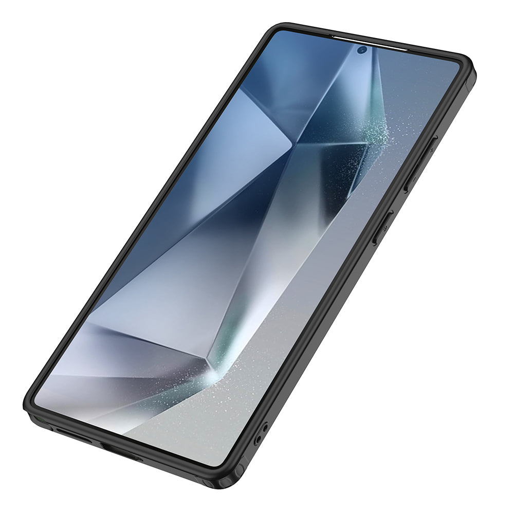 Galaxy S25 Ultra Kılıf Kamera Korumalı Şeffaf Arka Yüzey Zore New Roll Kapak Siyah