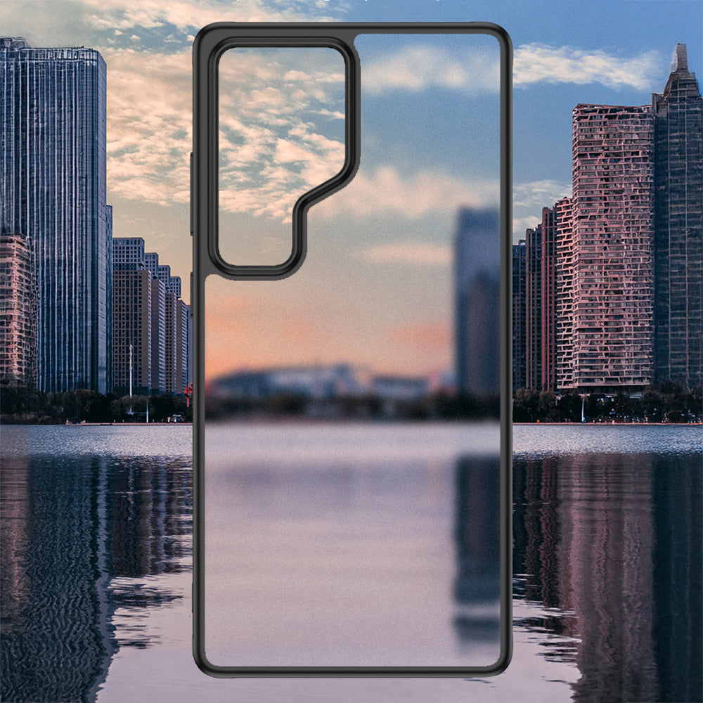 Galaxy S25 Ultra Kılıf Kamera Korumalı Şeffaf Arka Yüzey Zore New Roll Kapak Siyah