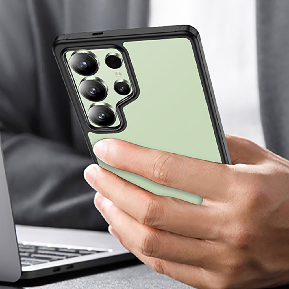 Galaxy S25 Ultra Kılıf Kamera Korumalı Şeffaf Arka Yüzey Zore New Roll Kapak Siyah