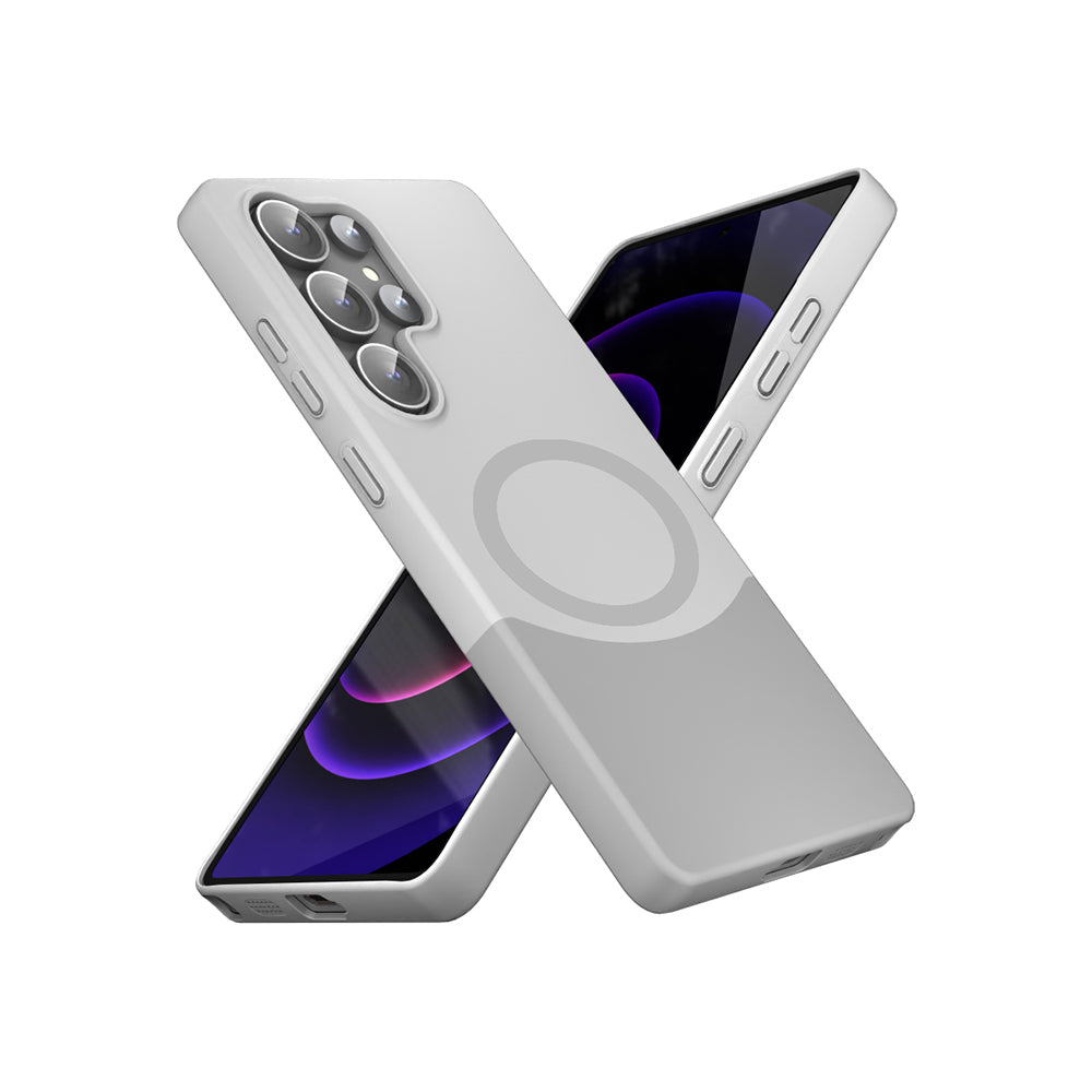 Galaxy S25 Ultra Kılıf M-Safe Şarj Özellikli Mıknatıslı Zore Duble Kapak Gri