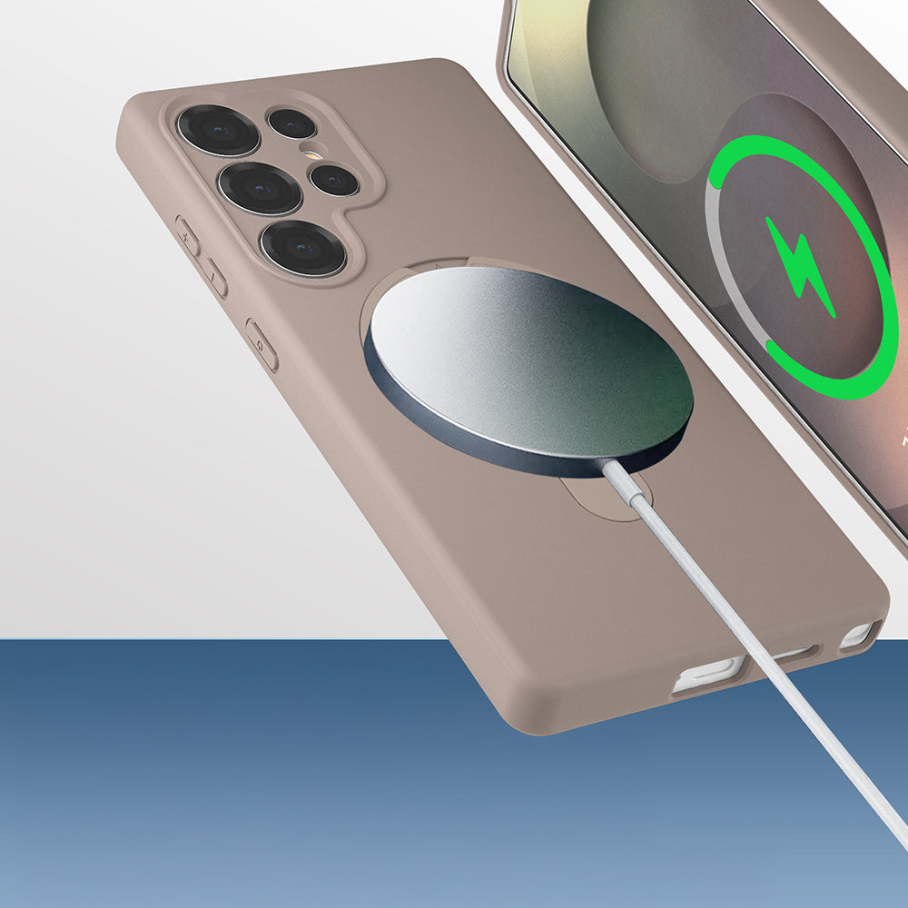 Galaxy S25 Ultra Kılıf M-safe Şarj Özellikli Standlı Zore Samara Kapak Siyah
