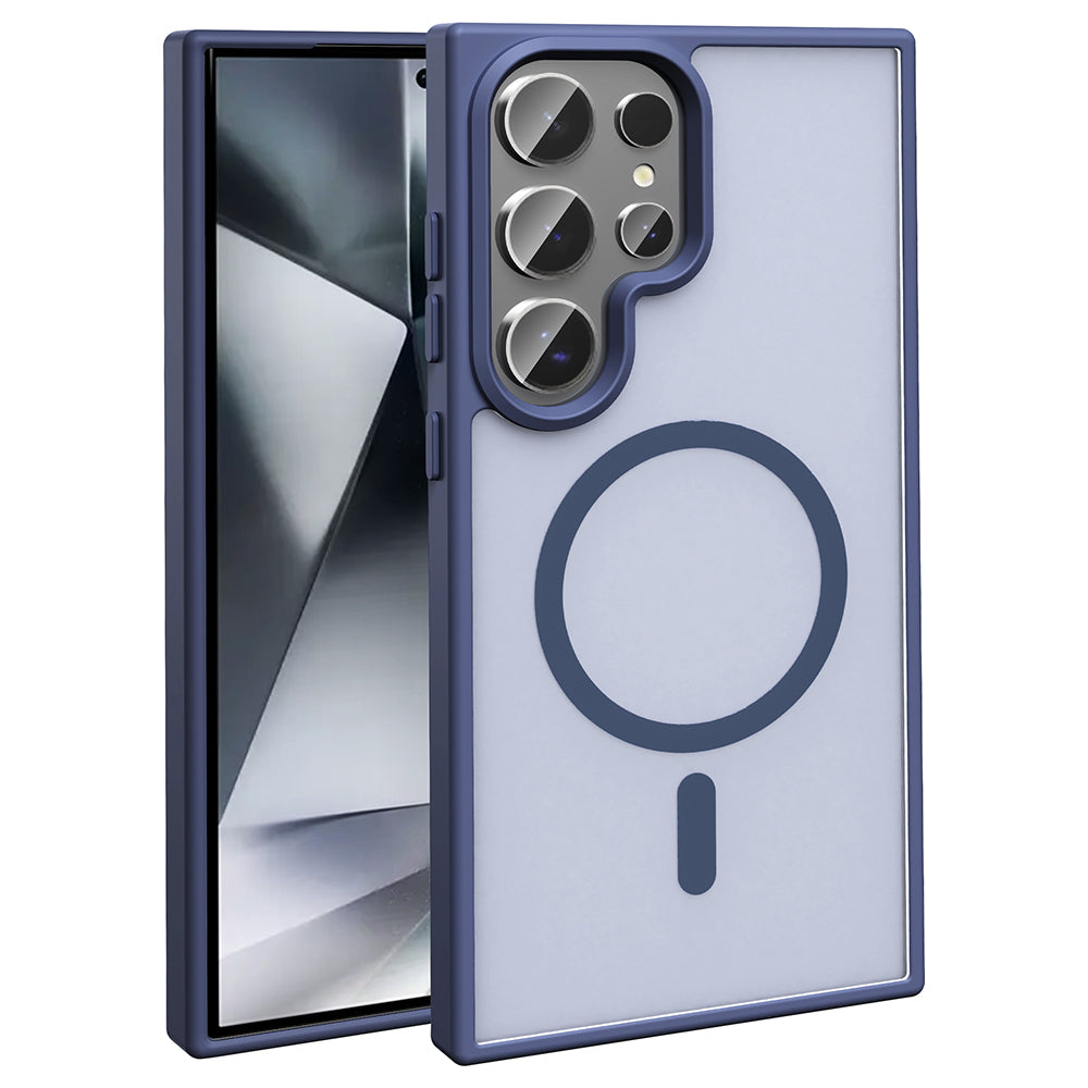 Galaxy S25 Ultra Kılıf M-safe Şarj Özellikli Mat Arka Yüzey Zore Sio Kapak Derin Mor