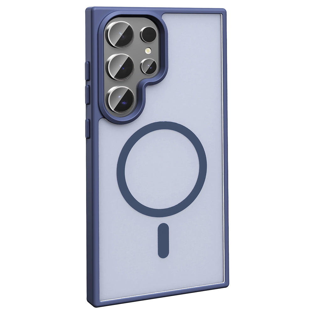 Galaxy S25 Ultra Kılıf M-safe Şarj Özellikli Mat Arka Yüzey Zore Sio Kapak Lacivert