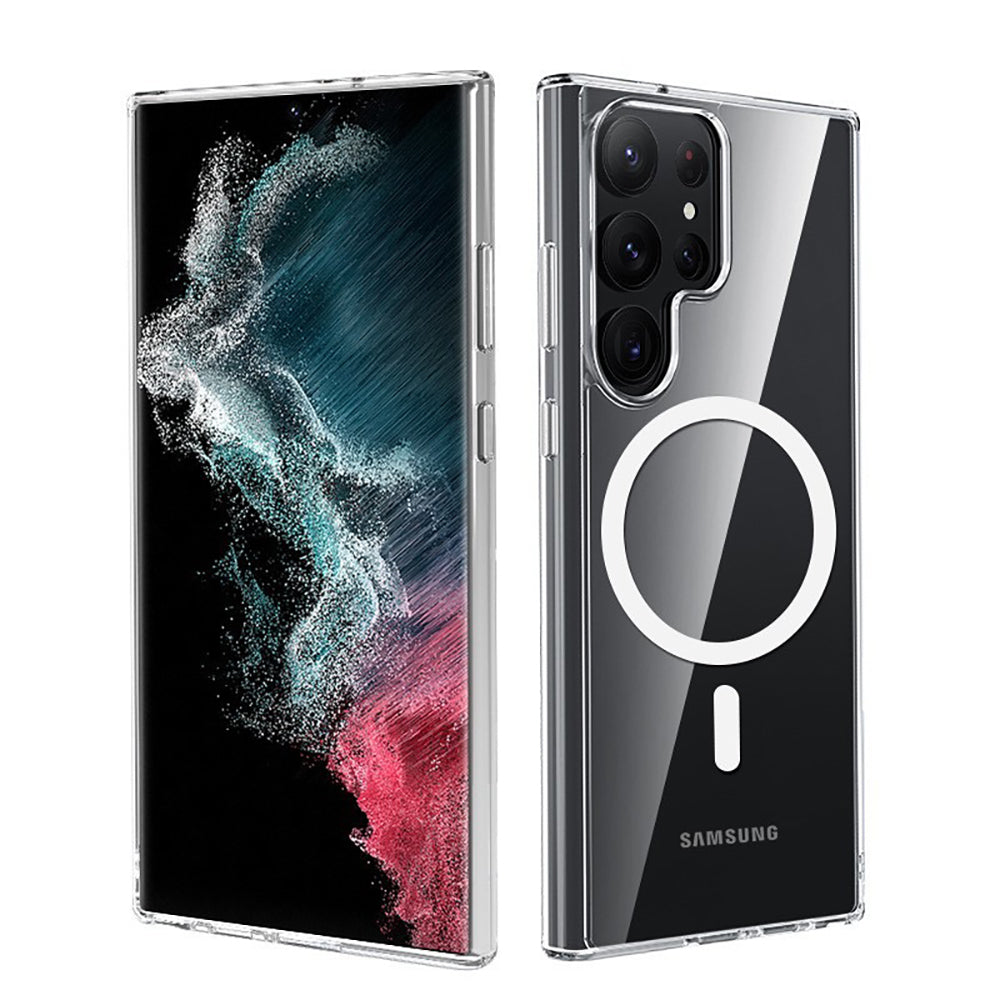 Galaxy S25 Ultra Kılıf M-safe Şarj Özellikli Şeffaf Sert PC Zore Embos Kapak Şeffaf